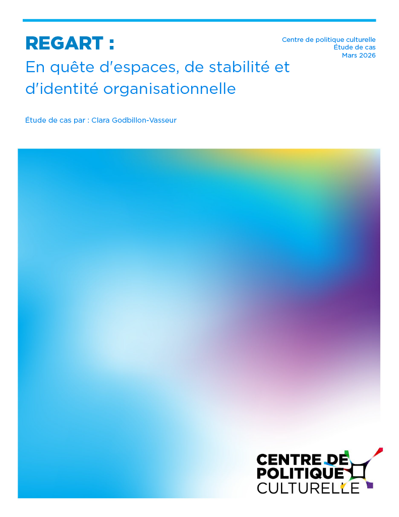 Couverture de l'étude de cas avec le titre "Regart: En quête d'espaces, de stabilité et d'identité organisationnelle"