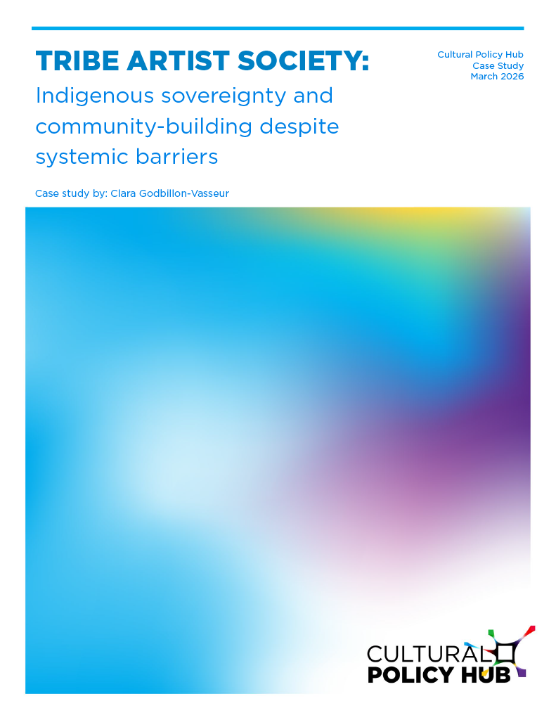 Cover page of the Case study mentioning the title “Tribe Artist Society: Indigenous sovereignty and community-building despite systemic barriers”