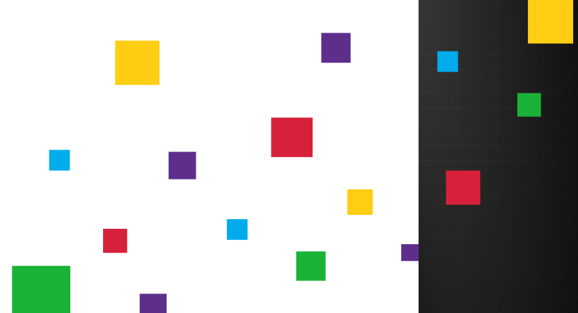 Multi-colored squares on a white background.