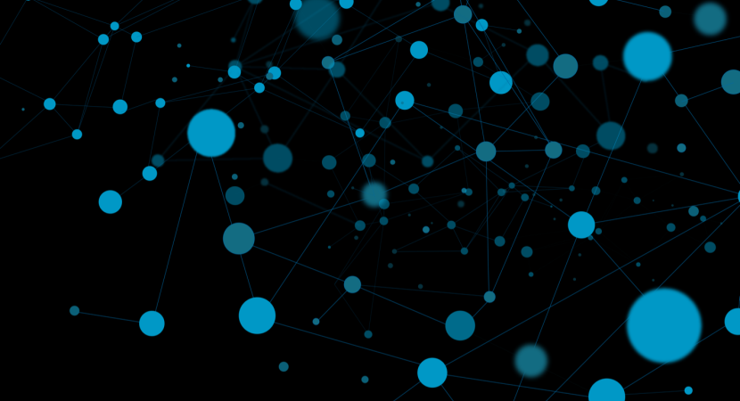 Image of bright blue nodes of various sizes forming a constellation on a black background