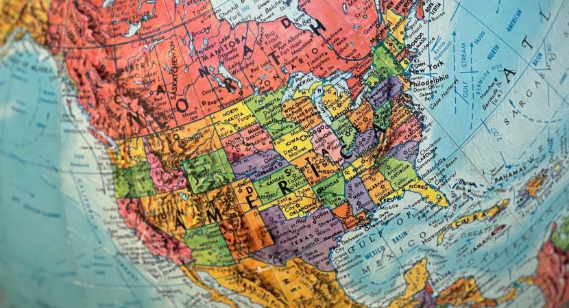 A map of Canada, the United States and Mexico